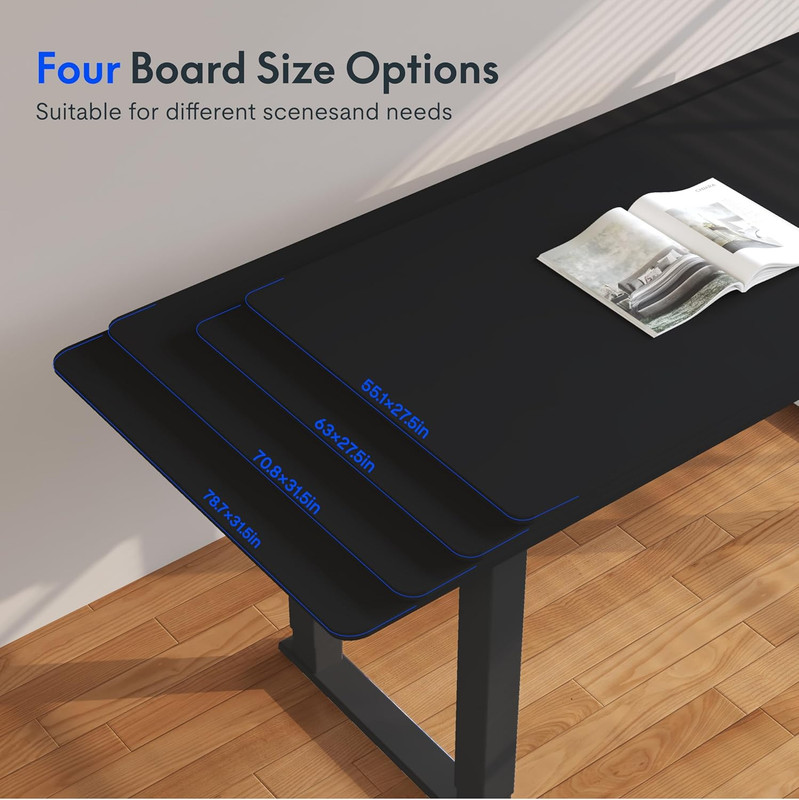 4-Leg Standing Desk, Electric Height Adjustable, 78"x32", Black gallery