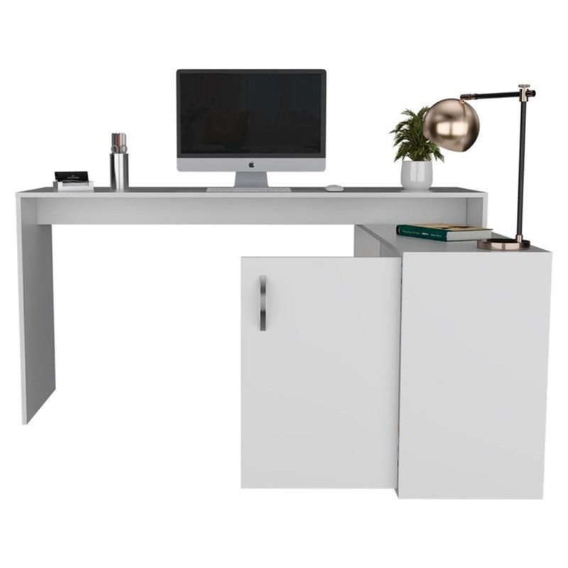 TUHOME Axis L-Shaped Desk Engineered Wood Desks in White gallery