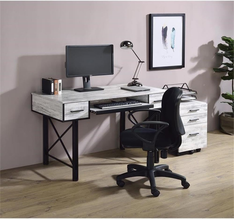 Antique White and Black Settea Wooden Top Computer Desk gallery