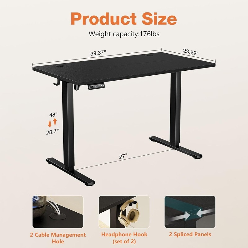 40-63 Inch Electric Standing Desk Home Office Height Adjustable Computer Table gallery