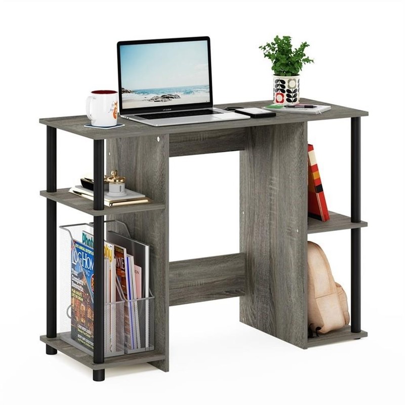 Pemberly Row Engineered Wood Compact Computer/Study Desk in Oak Gray/Black gallery