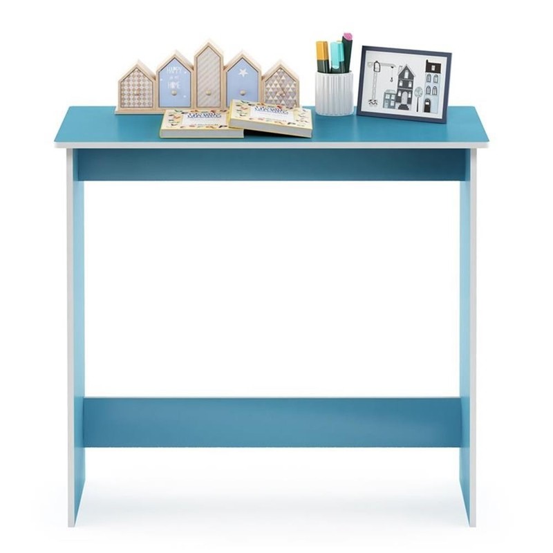 Maklaine Engineered Wood Simplistic Study Table in Light Blue/White gallery