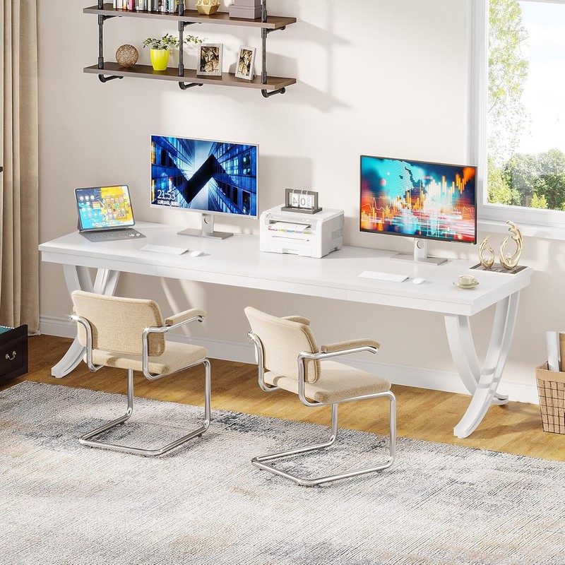 2-Person Office Computer Desk, 78.7-Inch Extra Long Large Double Writing Desk gallery