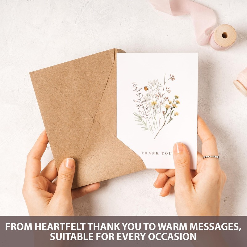 AUDREE Wildflower Thank You Cards w/ Envelopes - 20 Pack 4"x6" Floral gallery