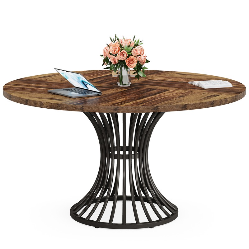 Tribesigns 47″ Round Conference Table for 4, Small Meeting Table with Curved Leg