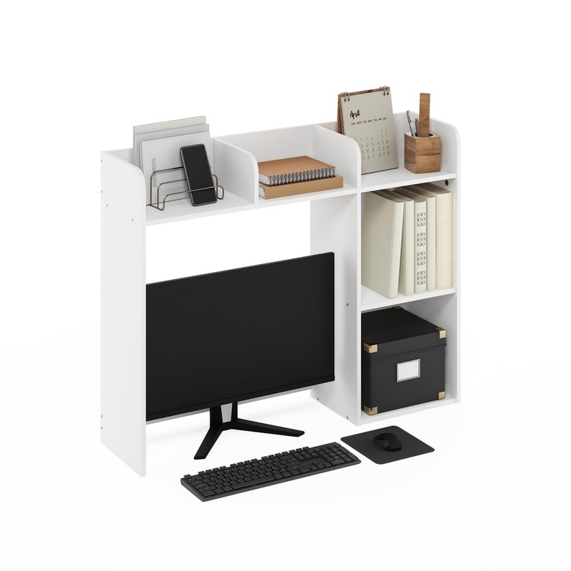 Furinno Classic Desk Shelf, 5-Shelf Desktop Hutch, Book 5 Shelves, White