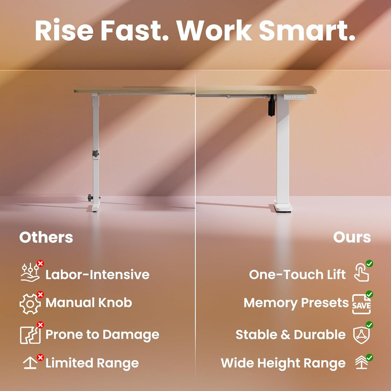 32" Small Electric Standing Desk Adjustable Height, 4 Memory Height Settings, Si gallery