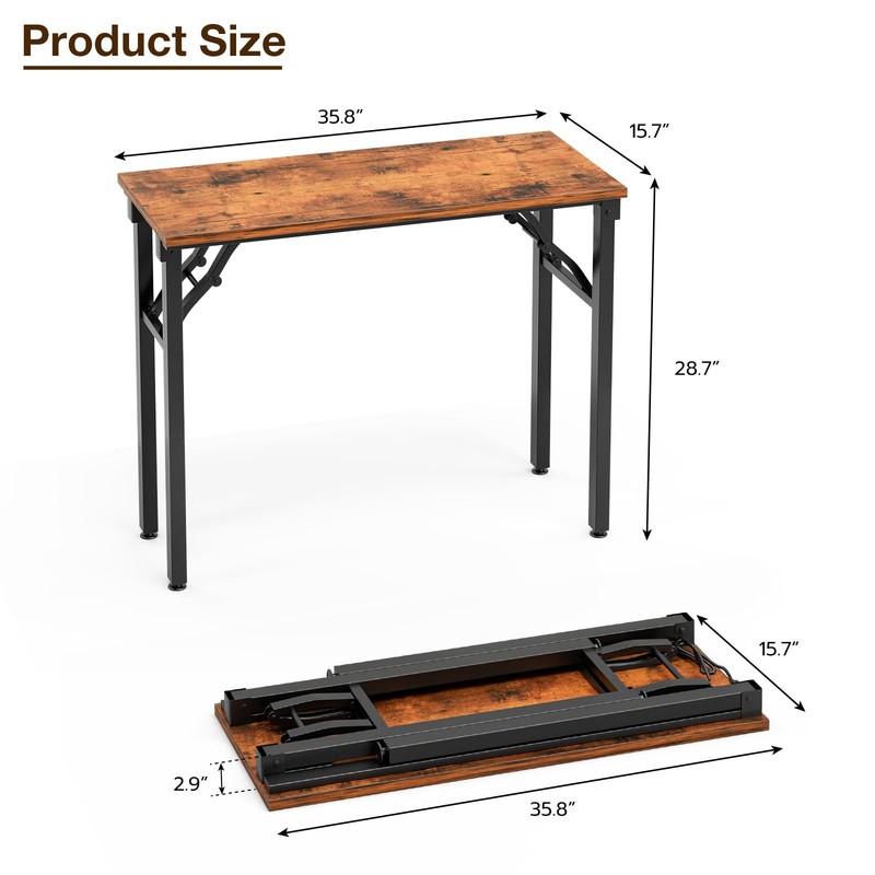 TEMI Small Computer Desk Folding Table - 35.8 Foldable Office Desk, No gallery