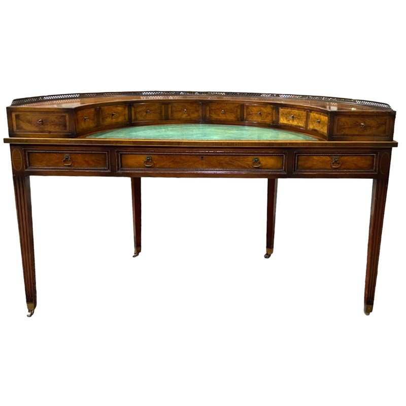 1151-801: Vintage Regency Demilune Carlton House Desk by J. Zonon