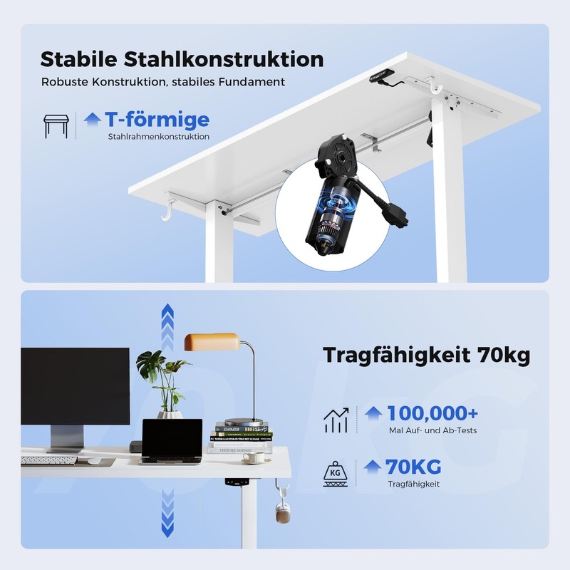 Height Adjustable Desk 110 x 60 cm, Sturdy Desk Height Adjustable... gallery