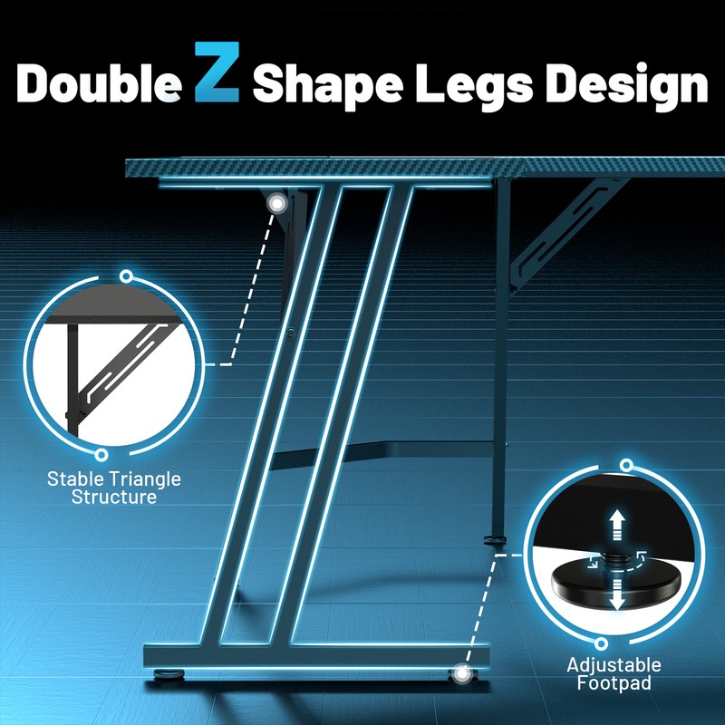 51 Inch L Shaped Gaming Desk with Monitor Stand, Ergonomic Corner Computer Desk, gallery