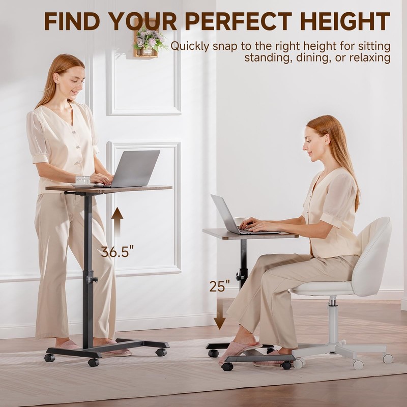 Small Standing Desk, 24 Inches Mobile Foldable Rolling Laptop PC Table with L... gallery