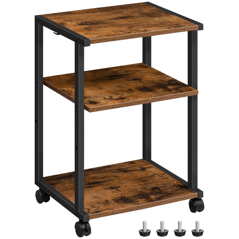 Mobile Printer Stand, 3-Tier Printer Cart Under Desk with Storage, Industrial…