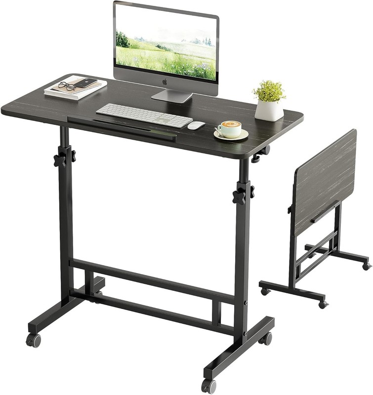 Adjustable Rolling Standing Desk Portable Home Office Desk with Wheels