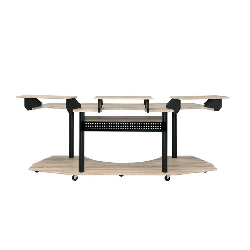 ACME Eleazar Wooden 4-Shelf Music Recording Studio Desk in Natural Oak gallery