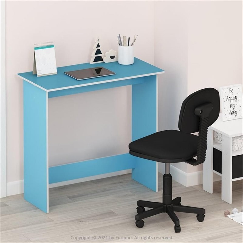 Maklaine Engineered Wood Simplistic Study Table in Light Blue/White gallery