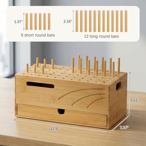 Bamboo Charging Station Organizer: 2 Layer Charger Holder with Drawer Natural gallery