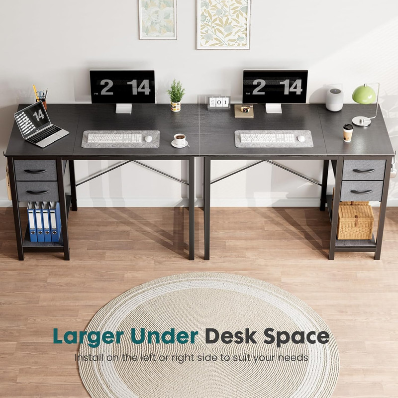 40 Inches Computer Desk with Drawers, Home Office Writing Desk with X-Shaped Rei gallery