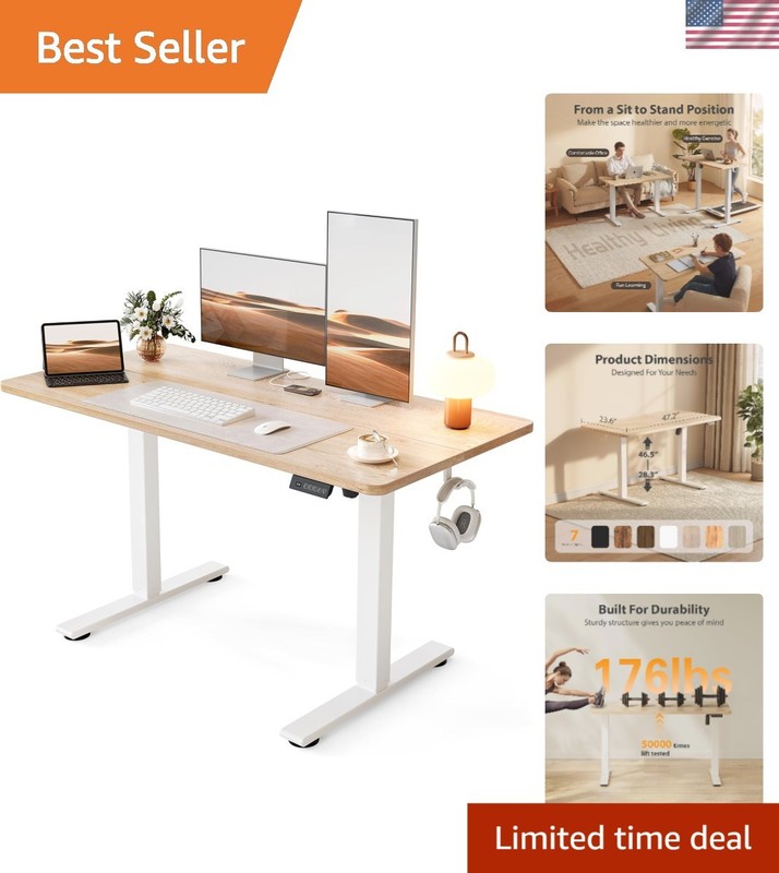 Standing Desk, 48×24 Inches Sit Stand Home Office Desk, Electric Stand up Des…