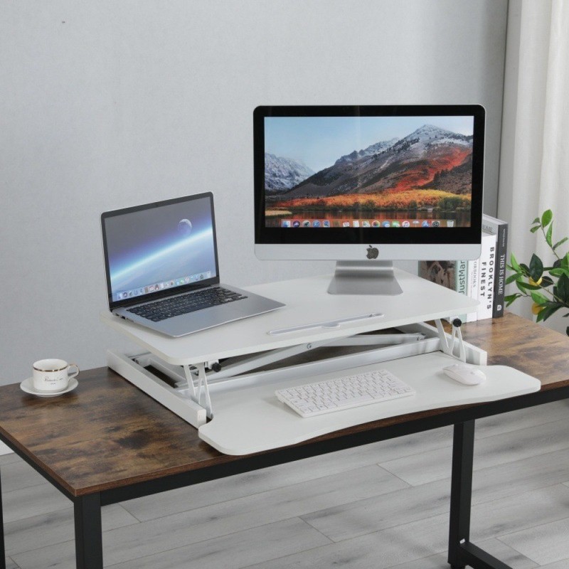 32 Inch Desk Converter, Height Adjustable Sit to Stand Riser,Standing Desk,WHITE