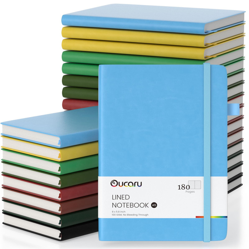 Oucaru Lined Journal Notebook 24 Pack 180 Pages A5 Journals For Writing 100 Gsm
