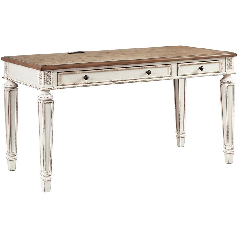 Ashley Furniture Realyn Engineered Wood Computer Desk w/ USB Ports in White