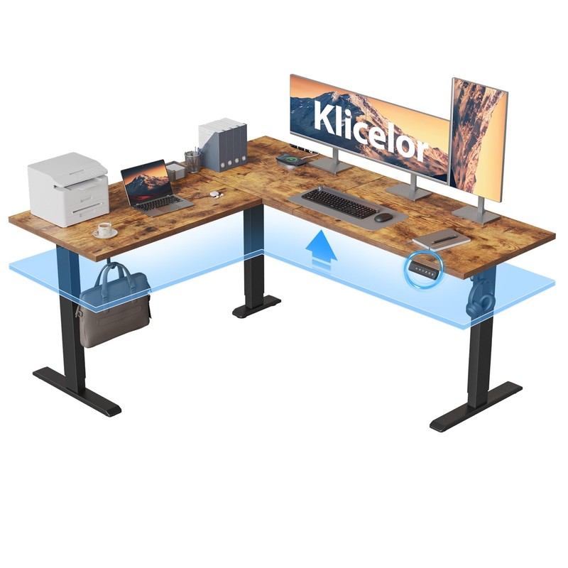 L Shaped Standing Desk 63 x 55 Inch, Electric Height Adjustable Corner Desk f…