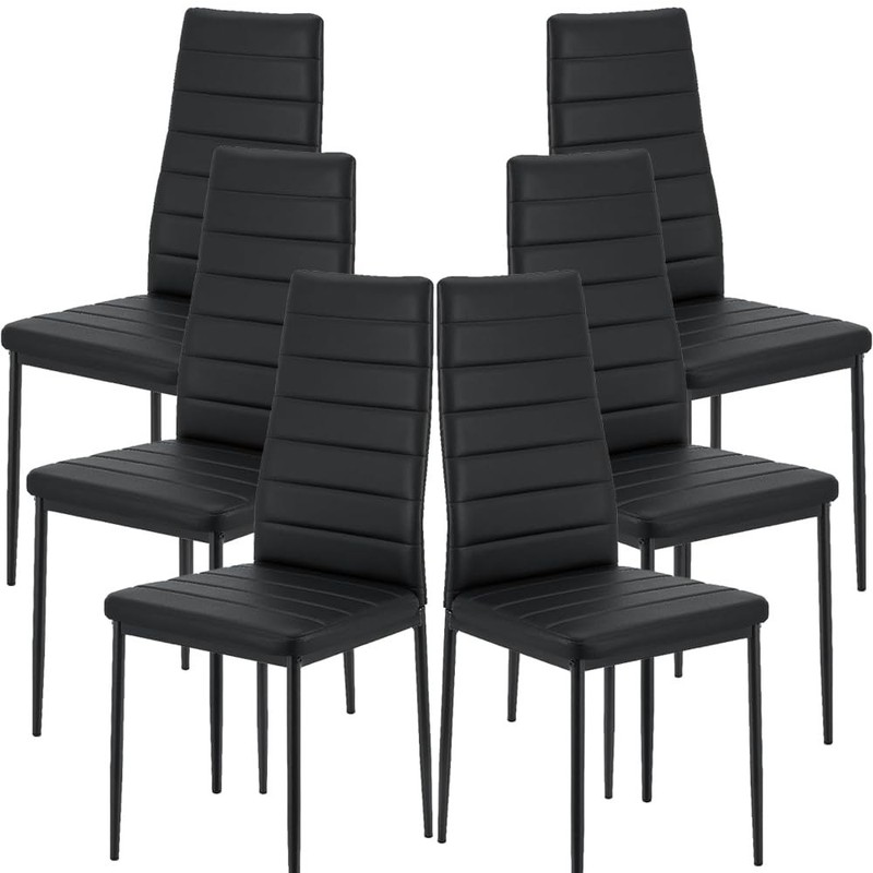 kitchen chairs set of 6 dining chairs with high back waterproof for es...