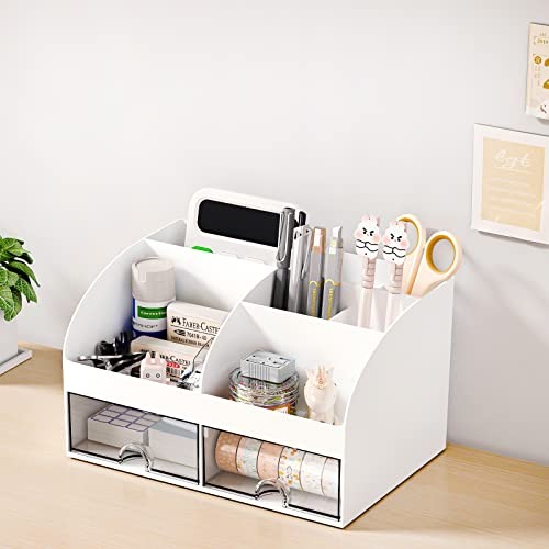 COMFYROOM Desk Organizer with 6 Compartments and 2 Drawers, Plastic White gallery