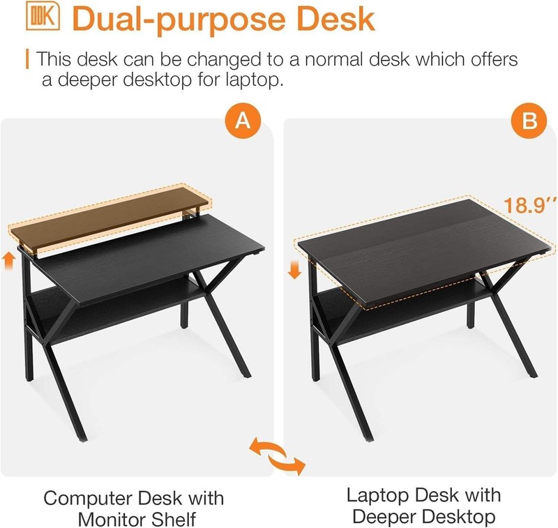 Compact Computer Desk With Monitor Stand 27.5 Inch Black gallery