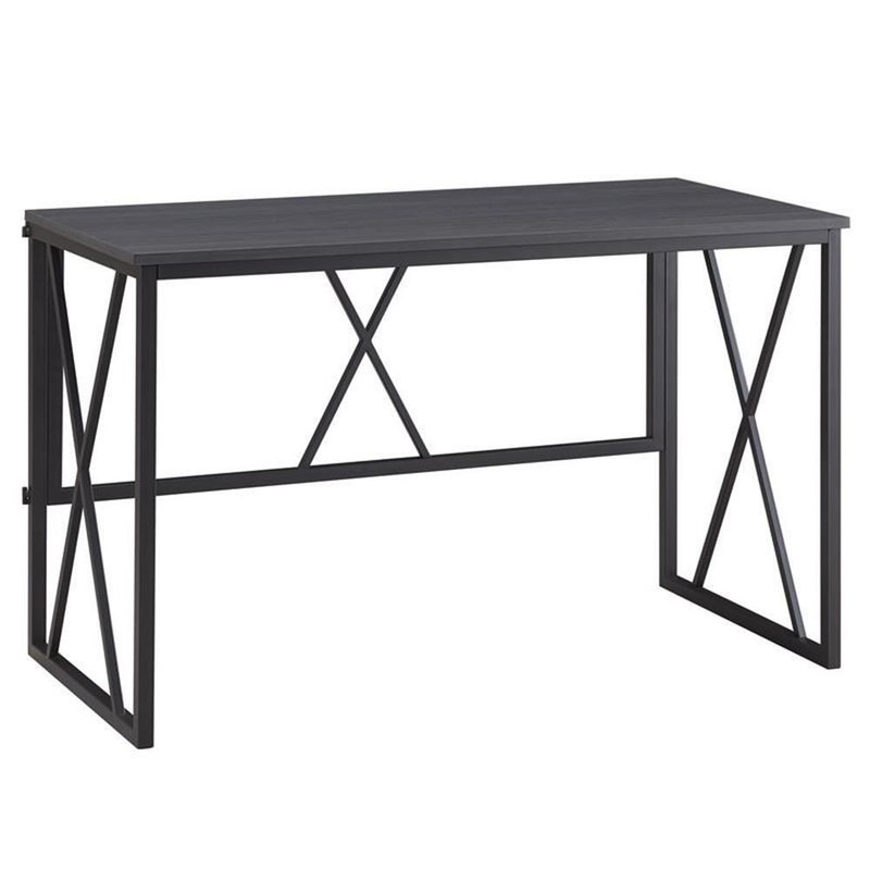 Pemberly Row Collapsible X Desk – Gray Herringbone/Matte Black
