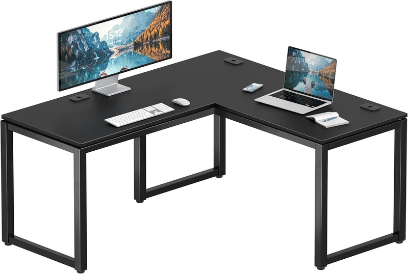 SHW L Shape Corner Desk 55×60 Inch Black Commercial