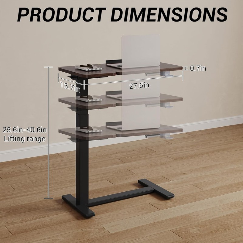 Adjustable Height Rolling Overbed Table Tilting Desktop Locking Laptop Desk gallery