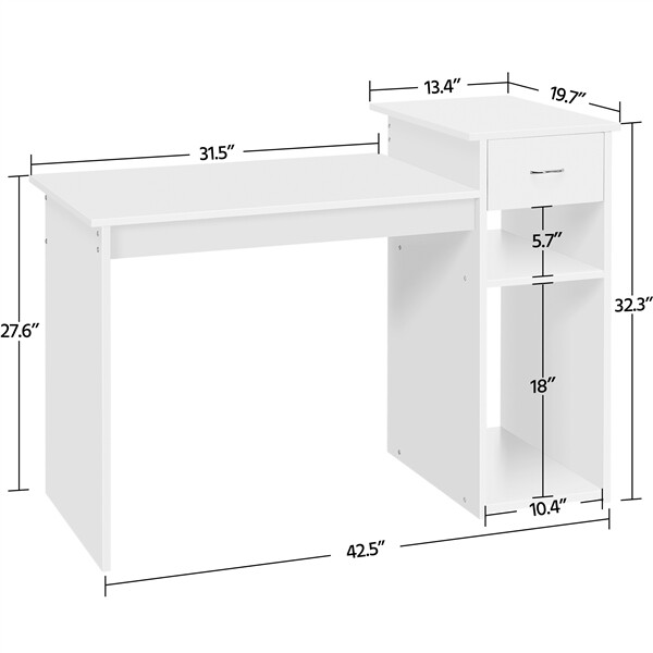 Wood Computer Desk PC Laptop Table Study Workstation Home Office Furniture White gallery