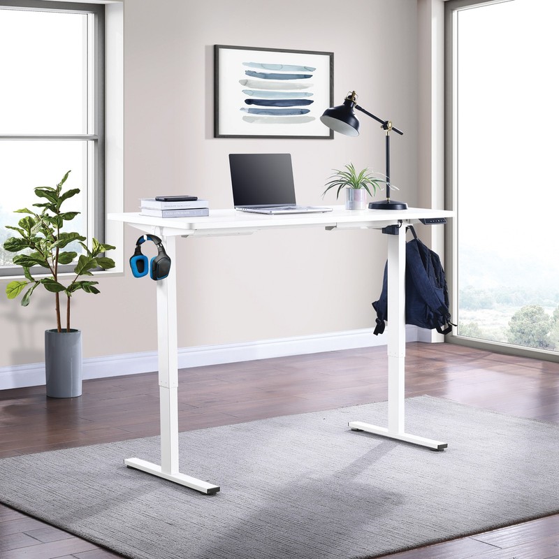 Primo 59"W Sit to Stand Engineered Wood Desk in White Finish gallery