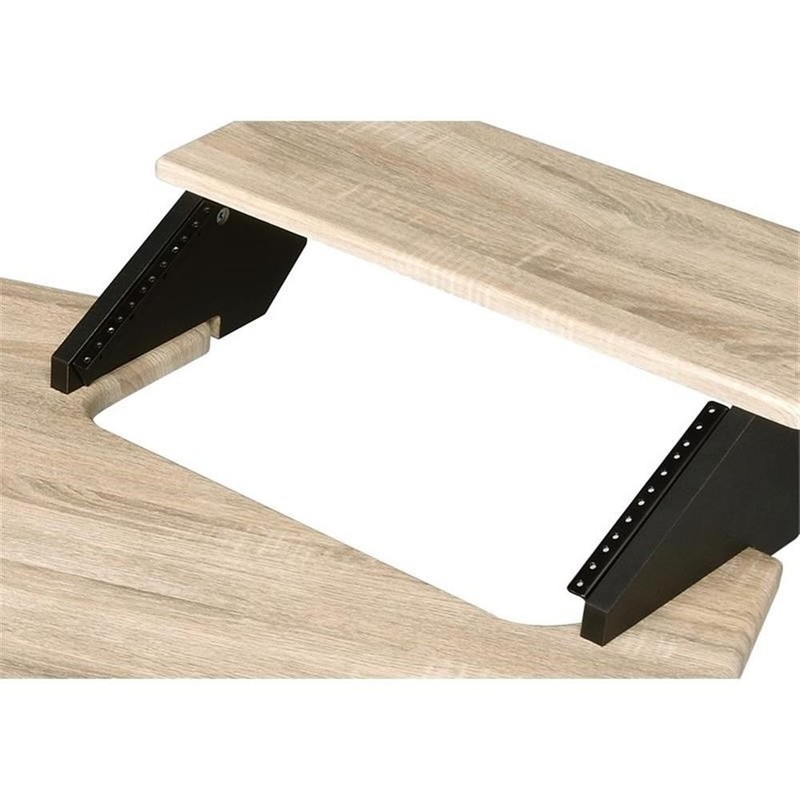 ACME Eleazar Wooden 4-Shelf Music Recording Studio Desk in Natural Oak gallery