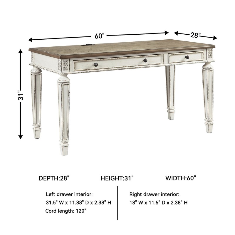 Ashley Furniture Realyn Engineered Wood Computer Desk w/ USB Ports in White gallery