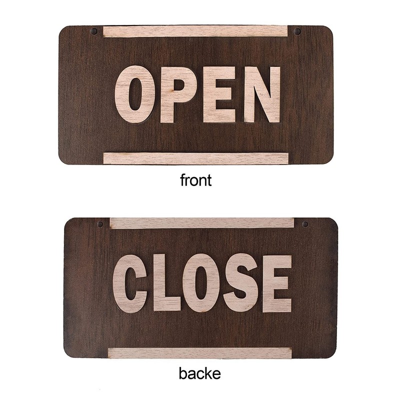 Wooden Open Close-Signage Self Adhesive board for Toilet, Restroom, Glass Doors.