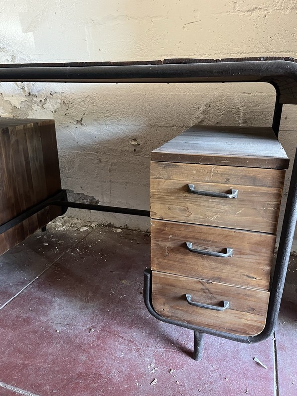 Industrial Reclaimed Wood Desk with Drawers gallery
