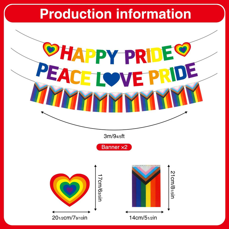 Pride Decorations, Rainbow LGBTQ Decorations Include Happy Pride Banner Peace Lo gallery