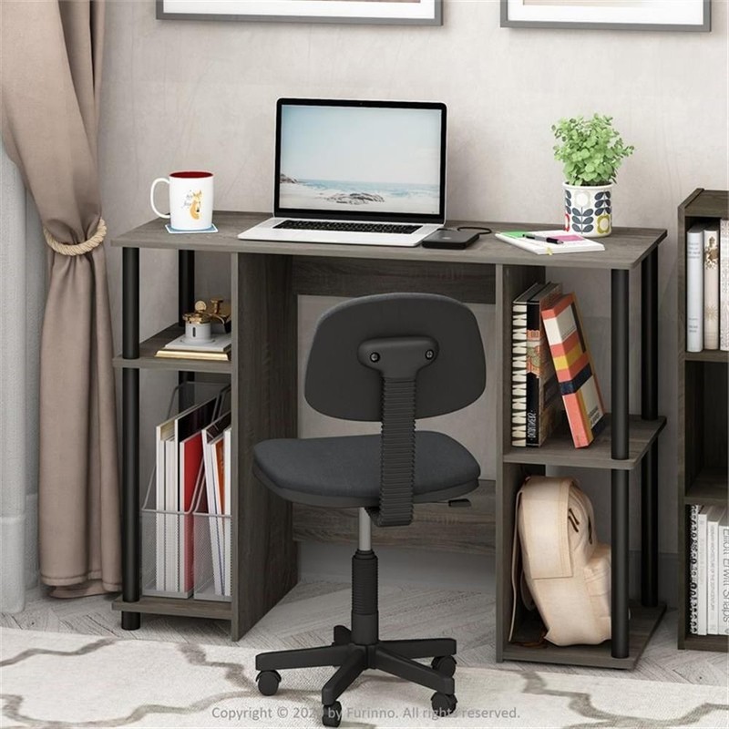 Pemberly Row Engineered Wood Compact Computer/Study Desk in Oak Gray/Black gallery