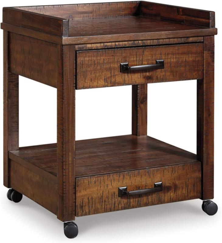 Baldridge Rustic Industrial Office Printer Stand with Storage, Brown