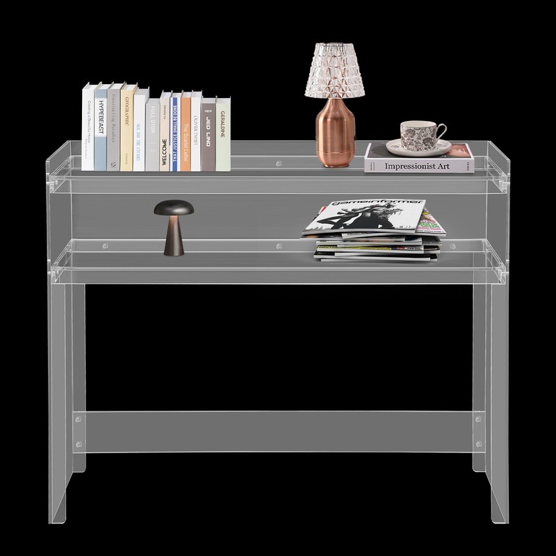Clear Acrylic 2-Tier Console Table 100 × 30 × 80 cm Modern Entryway