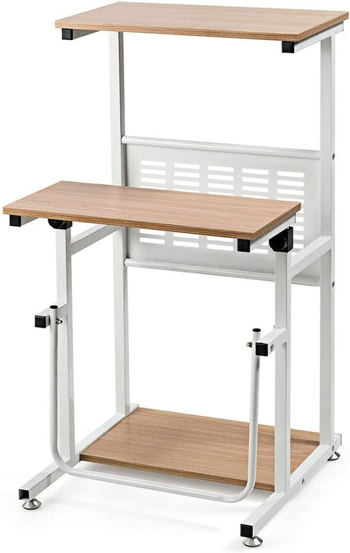 Height Adjustable Standing Desk with U-Shaped Footrest and Storage Solutions gallery