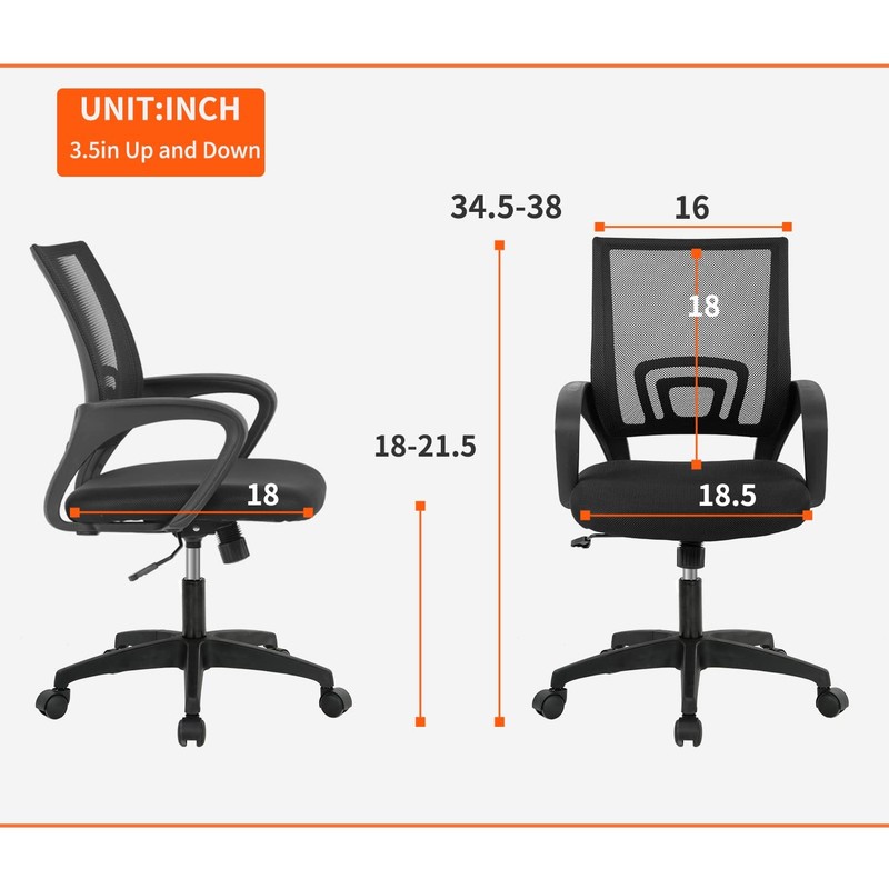 Bestoffice Ergonomic Office Chair Mid-Back Swivel Desk Chair Breathable gallery