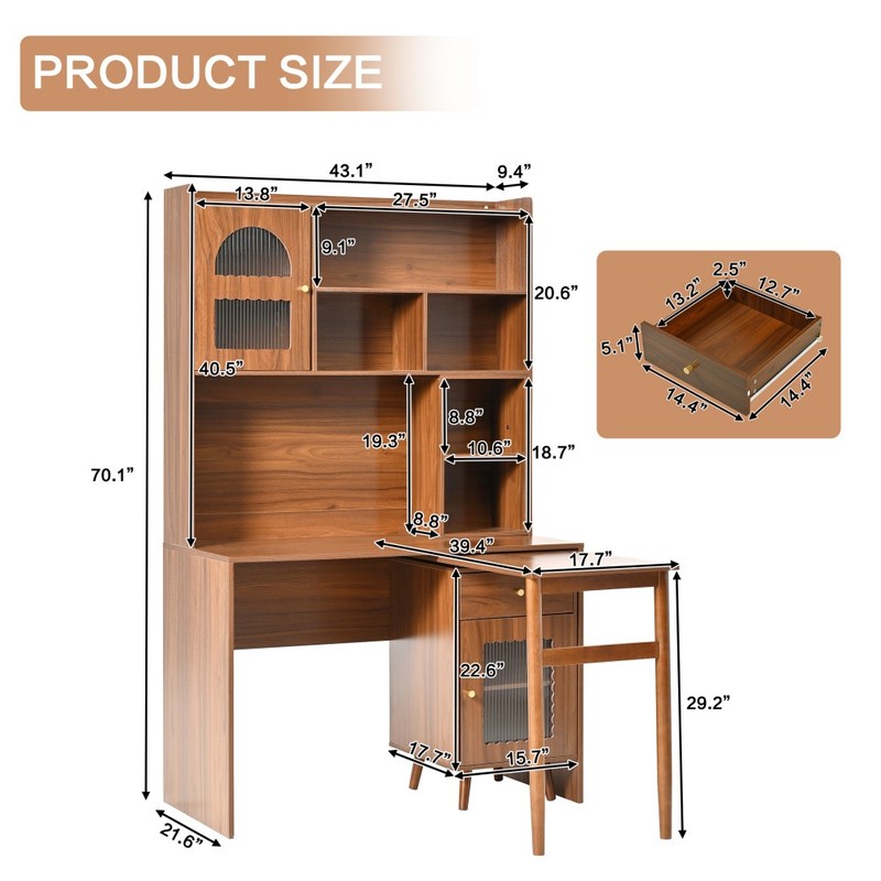 Rotating Computer Desk ,Rotating Desktop, Corner Office Desk with Storage Drawer gallery