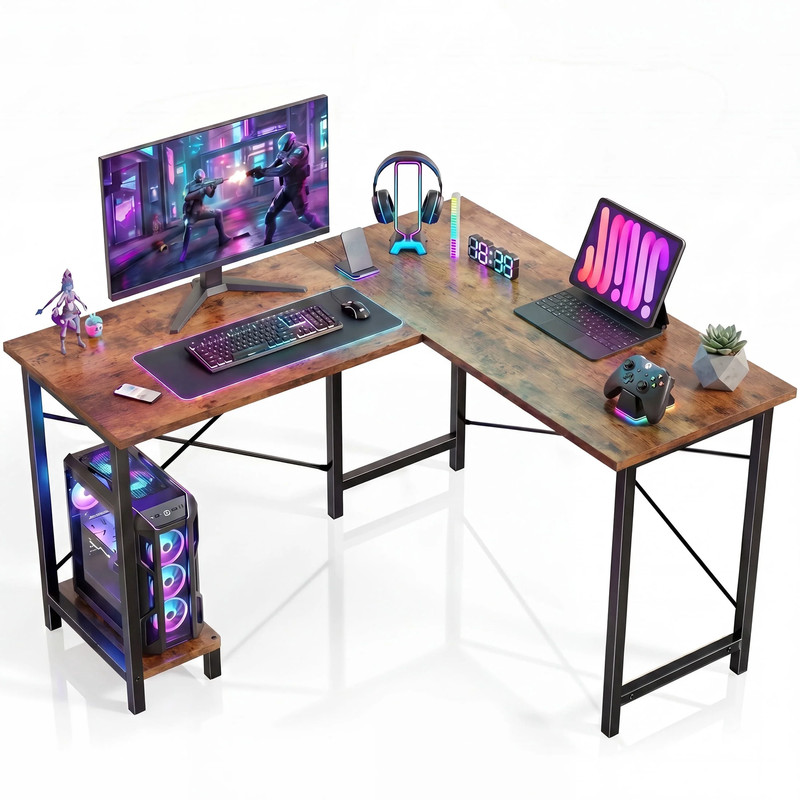 50 Inch L Shaped Computer Desk, Corner Executive Desks Gaming Desk PC Table with