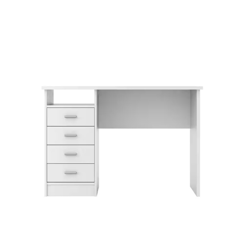 44 In. Rectangular White 4 Drawer Writing Desk with Built-In Storage gallery