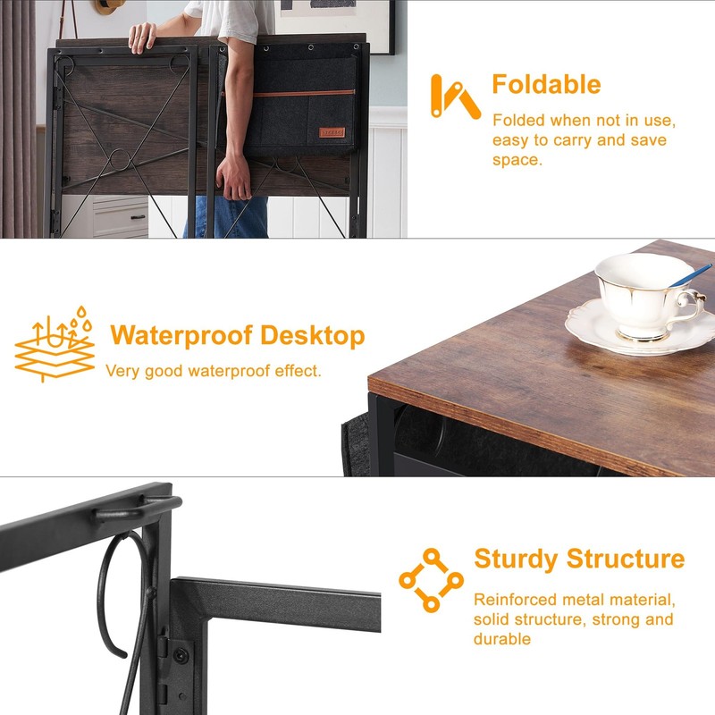 Folding Desk with Storage Bag 39 Inch Writing Desk Home Office Sturdy Steel L... gallery