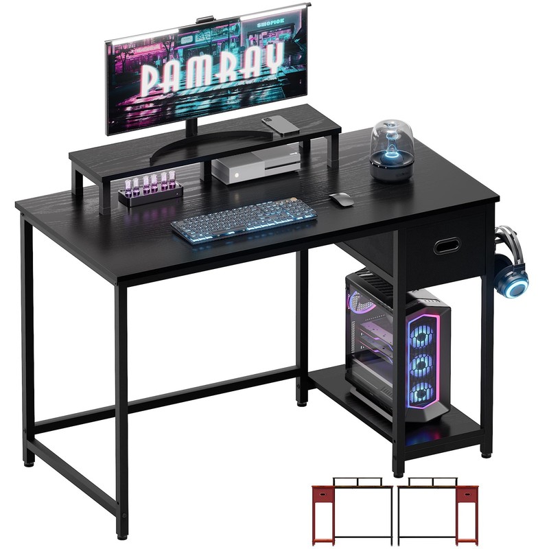 39 Inch Computer Desk with Monitor Stand Small Home Office Desks with Non-Wov…